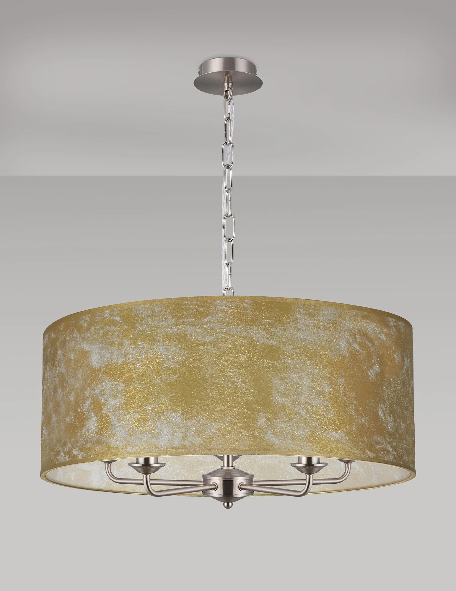 Banyan 60cm 5 Light Pendant Satin Nickel; Gold Leaf DK0678  Deco Banyan SN GL